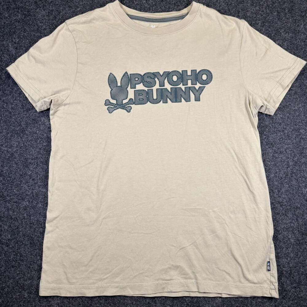 Psycho Bunny Graphic Logo Crew Neck T-Shirt in Beige